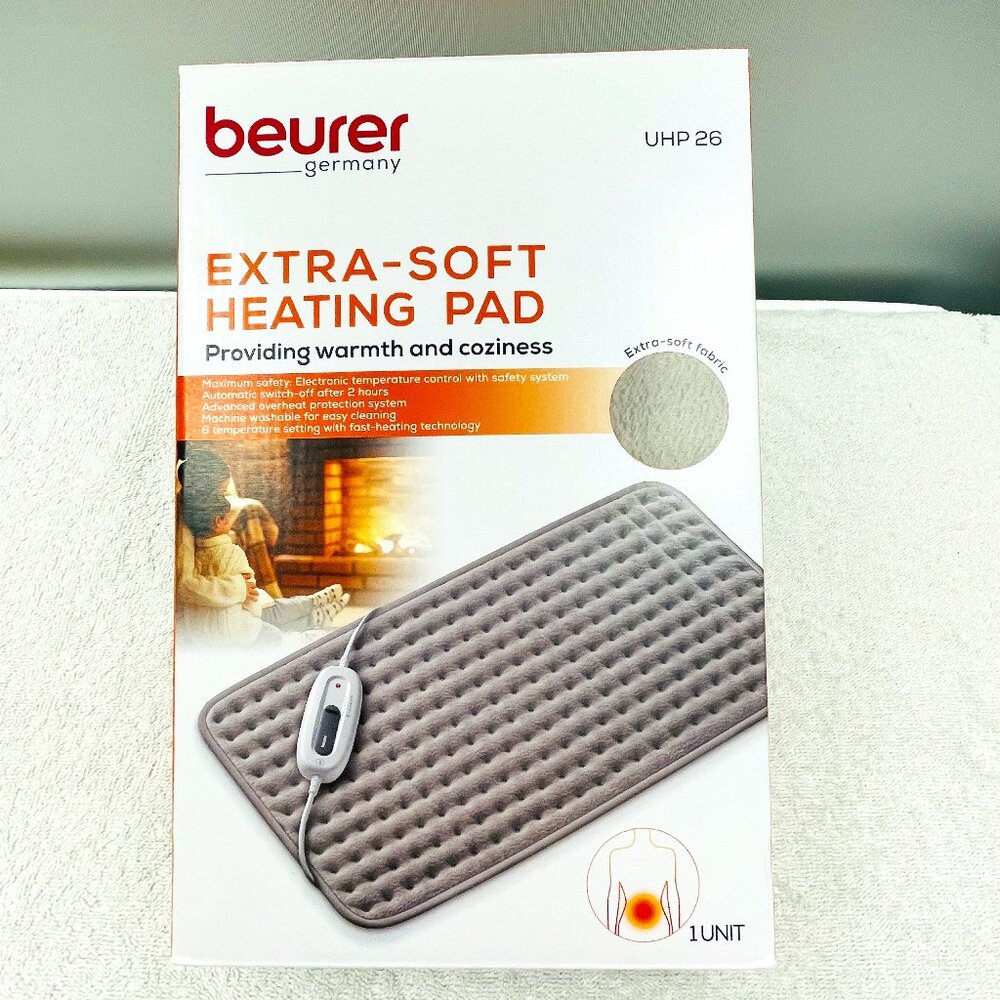 NIB Beurer Germany Xtra-Soft Heating Pad, UHP26, Taupe,12x24, Cord=8' 10"(2of3)